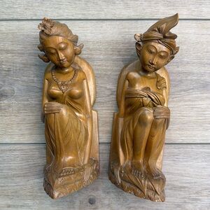 Vintage Hand‎ Carved Balinese Bookends